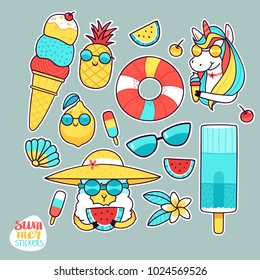 Set of Cute Stickers, Summer Badges