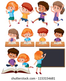 A set of cute students  illustration