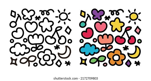 Set Cute Style Hand Drawing Doodle Stock Vector (Royalty Free ...