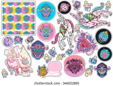 Set of cute stylish stickers. ready for print. isolated for you design