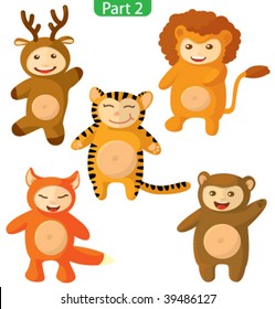 Set of cute suits of animals. Part 2