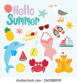 set of cute summer 