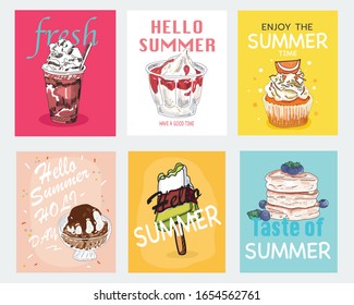 Set of cute summer cards templates.