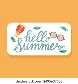 Set cute summer holiday beach elements. Hand drawn vector illustration. Scandinavian style flat design. Concept for kids print.