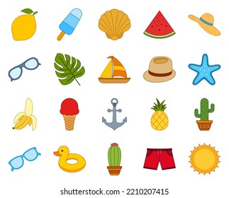Set of cute summer holiday elements