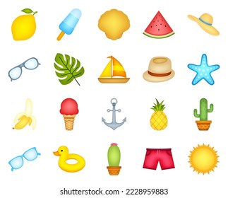 Set of cute summer holiday elements