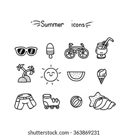 Set of cute summer icons