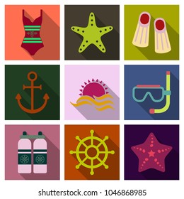 Set of cute summer icons. Bright summertime poster. Collection of elements