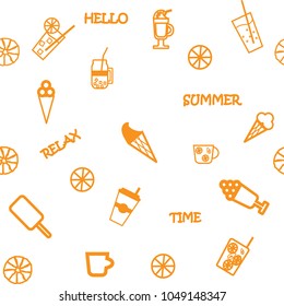 Set of cute summer icons . Bright summertime poster. Collection of elements for beach party.