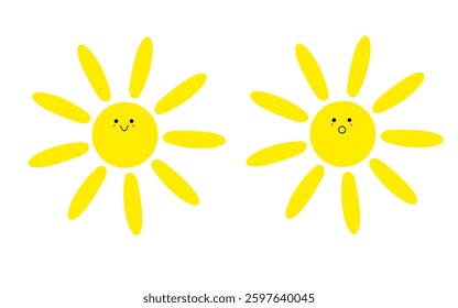 Set of cute sun icons vector
Vector icons of cute sun on transparent, white background