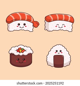 set of cute sushi illustration