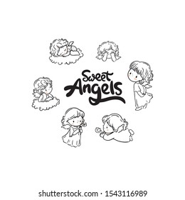 Set with cute sweet angels/ little cupid