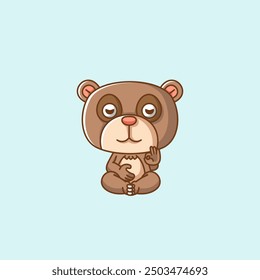 set Cute teddy bear meditation yoga kawaii chibi character mascot illustration outline design