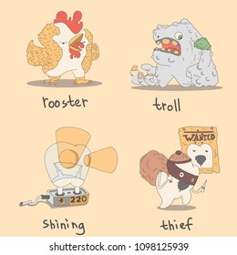 Set of cute teeth characters. Vector illustration of emotions for children dentistry and orthodontics.