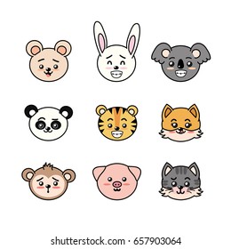 set cute and tender animals with expressions