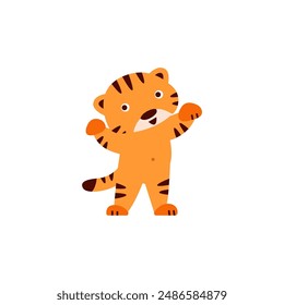conjunto de tigre lindo niños jugando tigre