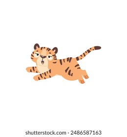 set of cute tiger kids playing tiger