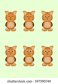 Set of cute tigers expressing different emotions