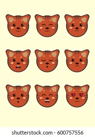 Set of cute tigers expressing different emotions