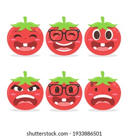 Set of cute tomato character cartoon illustration flat design vector