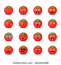 Set of cute tomatoes with emoticons