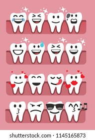 Set Cute Tooth Emoji Emoticons 2