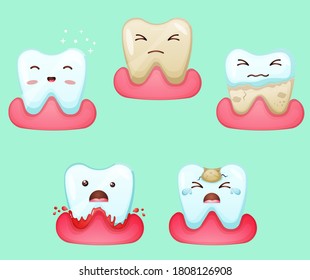 Mascota de dientes tiernos en muchas actividades