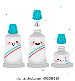 Set Cute Toothpaste Cartoon Characters Oral: เวกเตอร์สต็อก (ปลอดค่า ...
