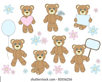 Set of cute toy bears