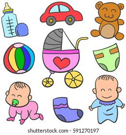 Set of cute toys vector art