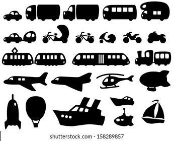 Set of cute transportation icons