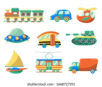 Set Cute Transportation Toys Children Vector Stock Vector (Royalty Free ...