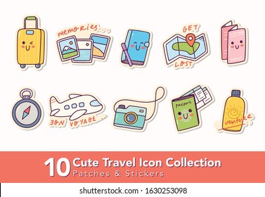 Set Of Cute Travel Icon Patches And Sticker Collection