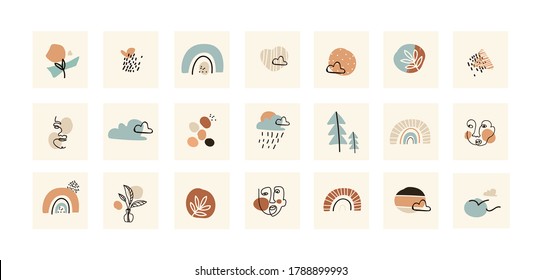 Set of cute trendy stickers. 