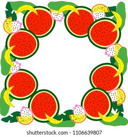 Set of cute tropical elements for decoration and design