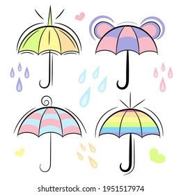 set of cute umbrellas. Vector illustration.