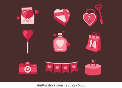 Conjunto De Elemento Cute De Día De San Valentín