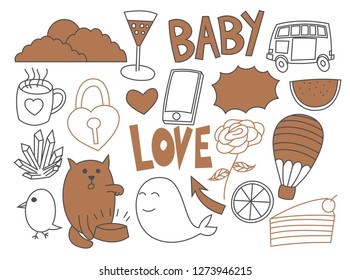 Set of cute valentines day
