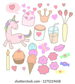 Set of cute valentines day 