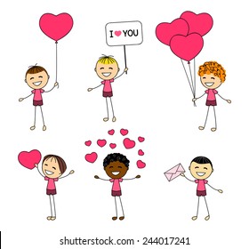 Set of cute Valentines day kids