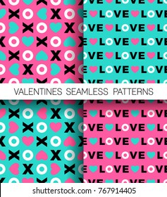 Set of cute valentine's day symbol seamless pattern background