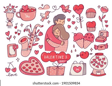 Set of cute Valentine's doodles