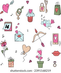 Set of cute valentine's doodles