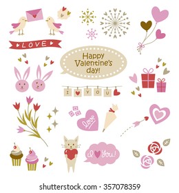 Set of cute valentines elements