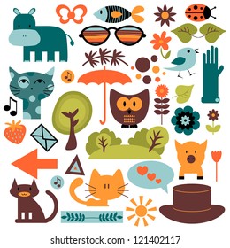 Set of cute various elements for design