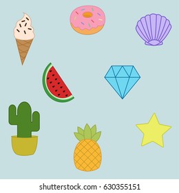 Set of cute various stickers.
