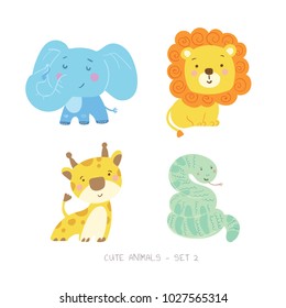 Set of cute vector animals