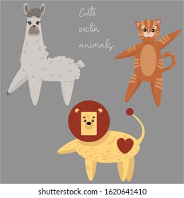 Set with cute vector animals