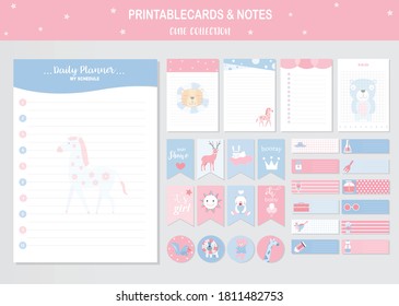 Set of cute vector cards and printable,tags,templates,Notes, Stickers, Labels,Scrap booking,Happy Birthday, Congratulations, Invitations,Vector illustrations 