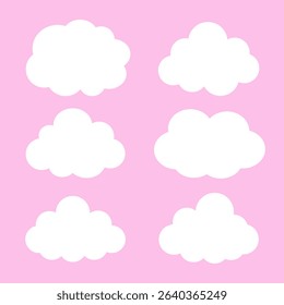 Set of cute vector clouds on a pastel pink background.
 Perfect for nursery designs, kids’ projects, and playful illustrations.